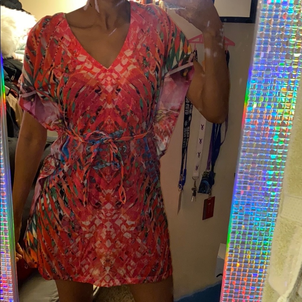 Colorful dress with belt